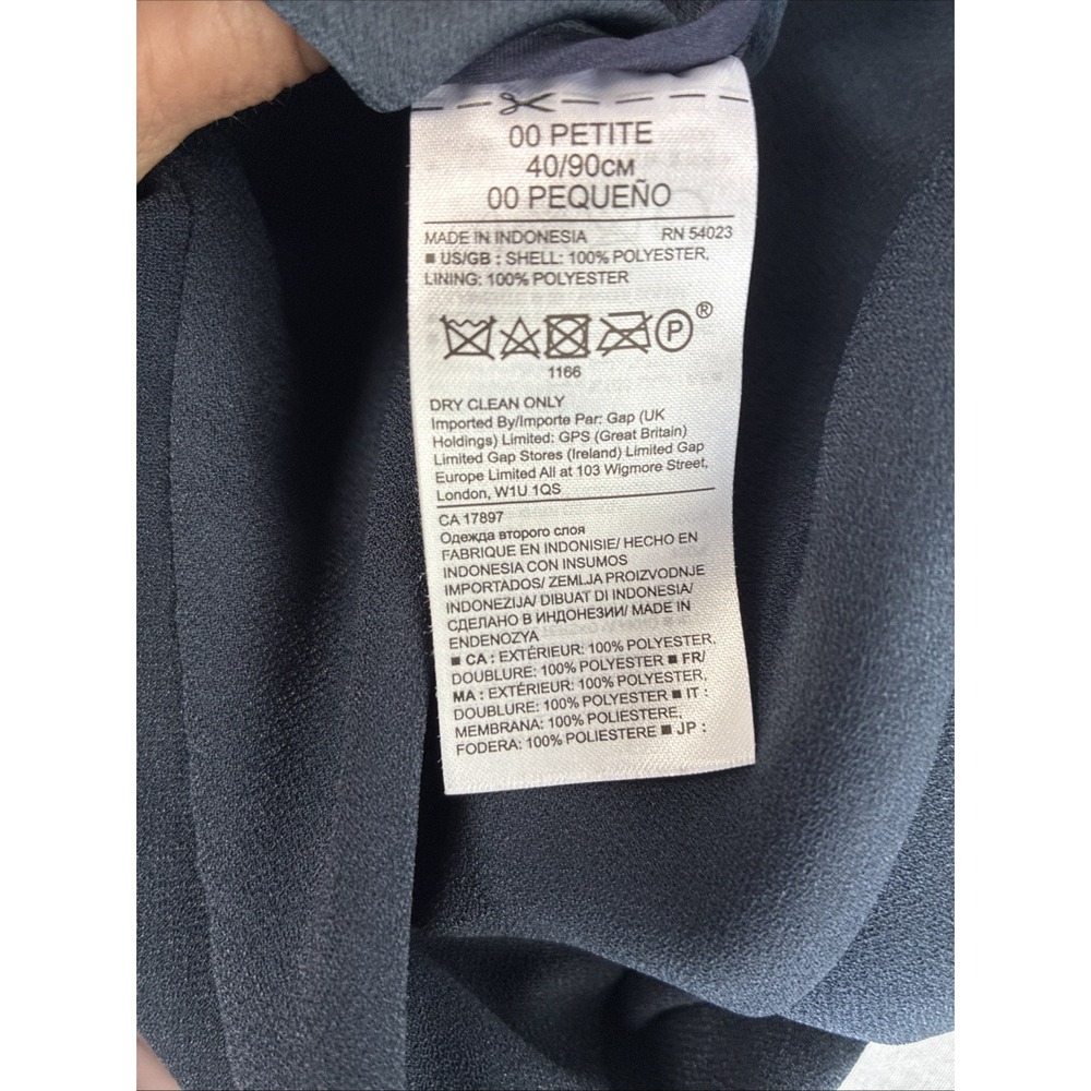 Banana Republic Navy Blue Sleeveless Fit & Flare Ruffle Dress 00 Petite - Picture 7 of 12